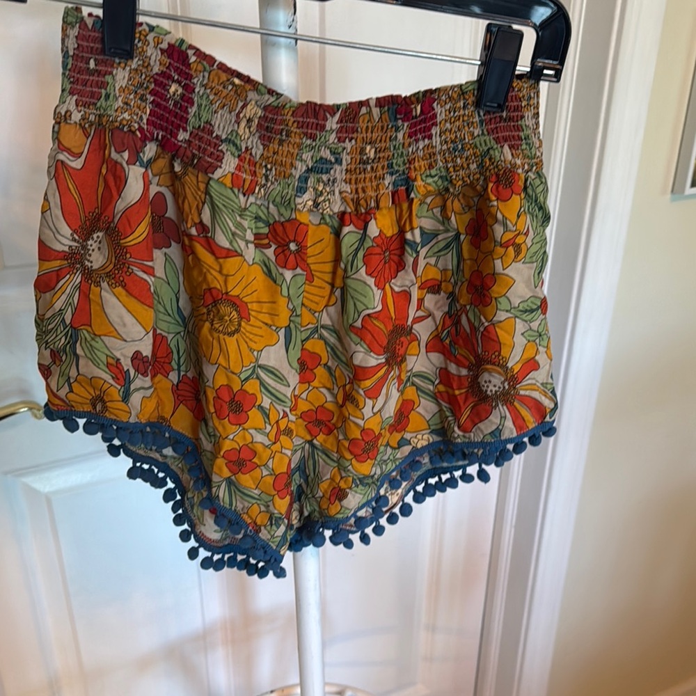 NATURAL LIFE Red and Yellow High Waist Shorts